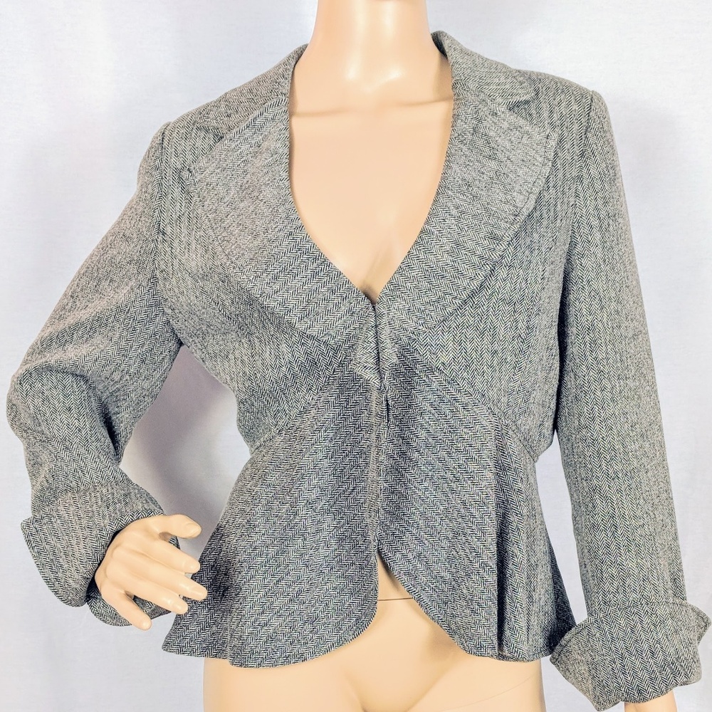 Liz Lange Maternity Gray Ruffle Hem Career Blazer
